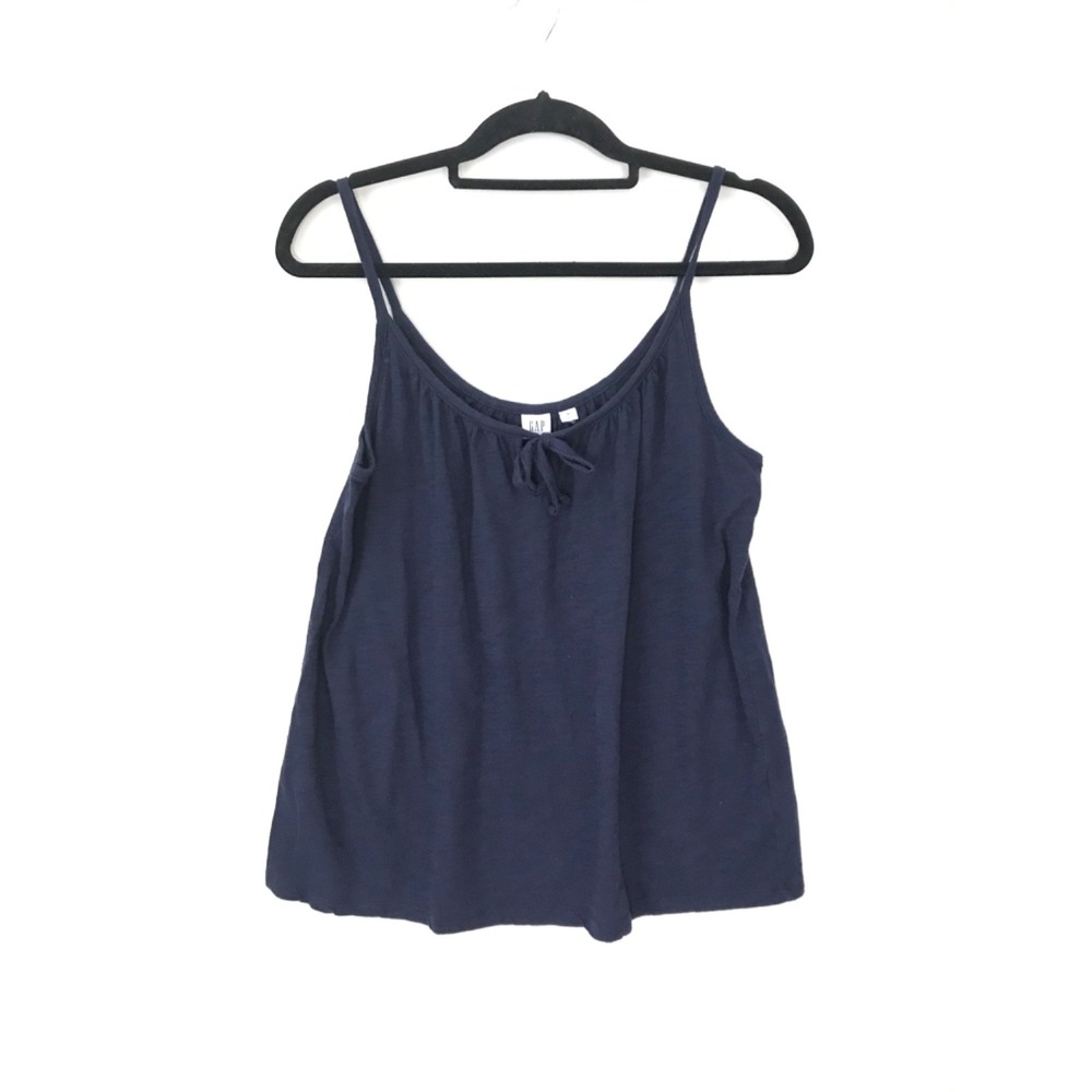 Gap Stretch Women's Navy Blue  Spaghetti Strap Tank Top W/ Tied Bow Front Size M